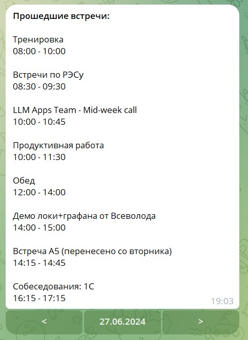 Встречи в течение дня